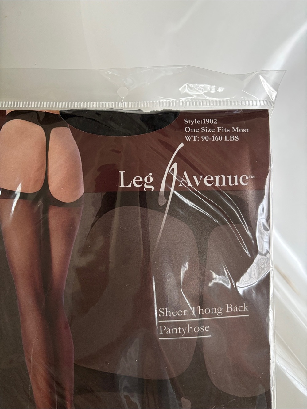 Leg Avenue Sheer Thong Back Pantyhose - Black